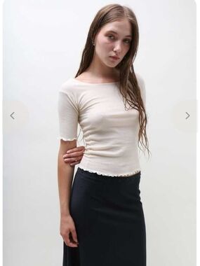 Baserange Pama Ribbed Top in Cream